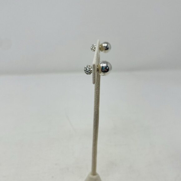 Austrian Crystal Platinum Over 925 Sterling Silver Front and Back Earrings 5079 - Picture 4 of 6